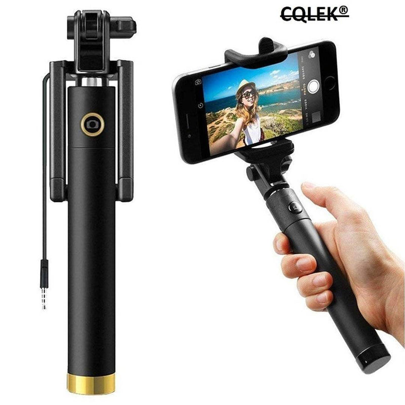 Wired Monopod Extendable Selfie Stick with AUX Wire Built-in Remote Pocket Size Sefie Stick for All Phones (Only Selfie Stick)