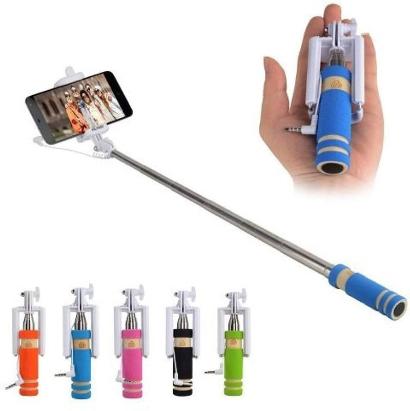 Battery Free Mini Pocket Sized Wire Controlled Selfie Stick for All Smartphones(COLOR MAY VARY)