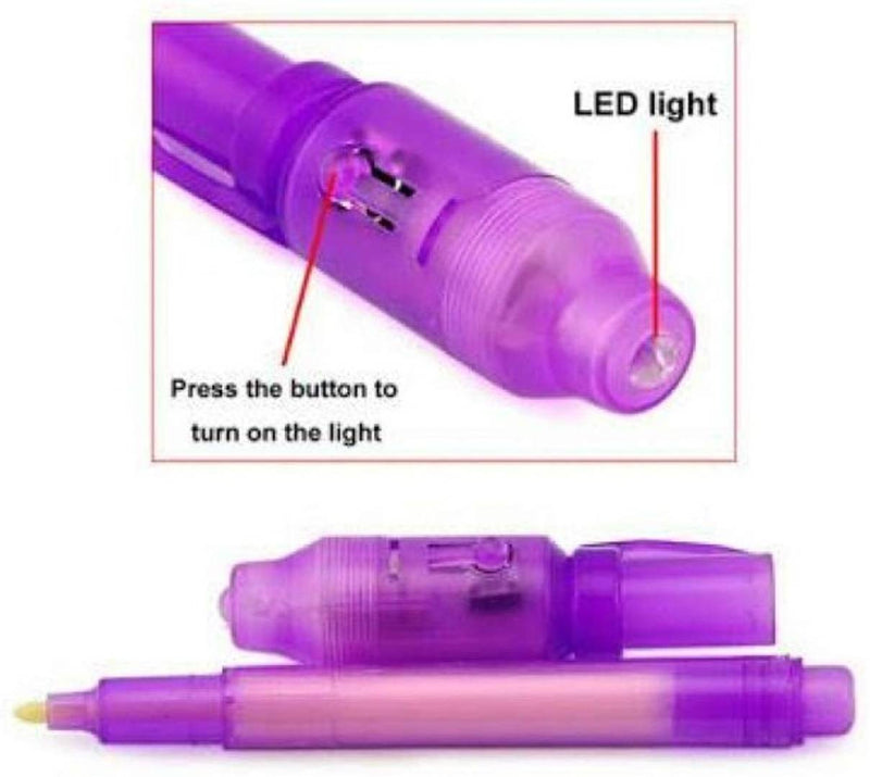 Portable Invisible Magic Pen With UV-Light (Random Color) - Set Of 3