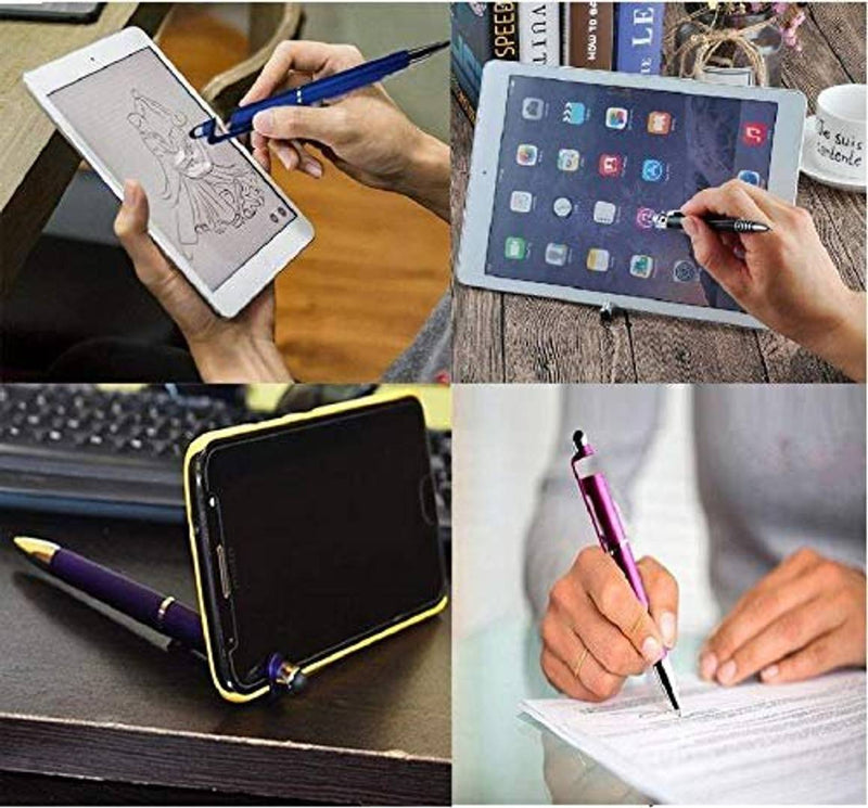 4pcs 3 In 1 Multi-Function Anti-Metal Texture Rotating Ballpoint Pen Creative Mobile Phone Stand Stylus Ballpoint Pen(Assorted Colors)