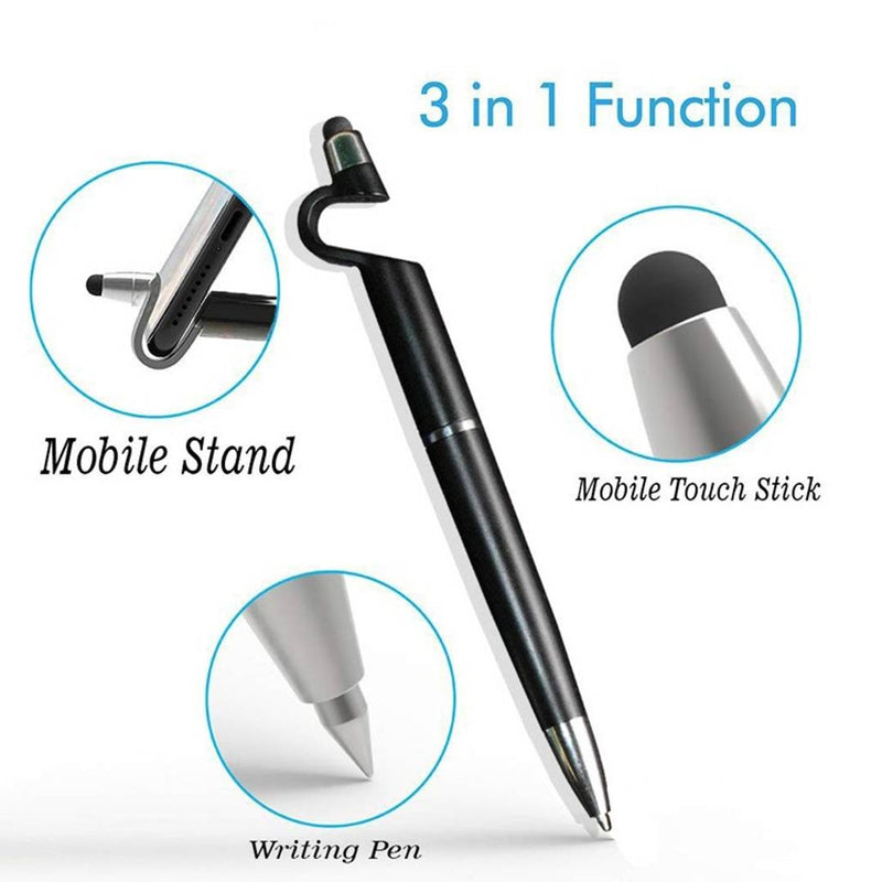 4pcs 3 In 1 Multi-Function Anti-Metal Texture Rotating Ballpoint Pen Creative Mobile Phone Stand Stylus Ballpoint Pen(Assorted Colors)