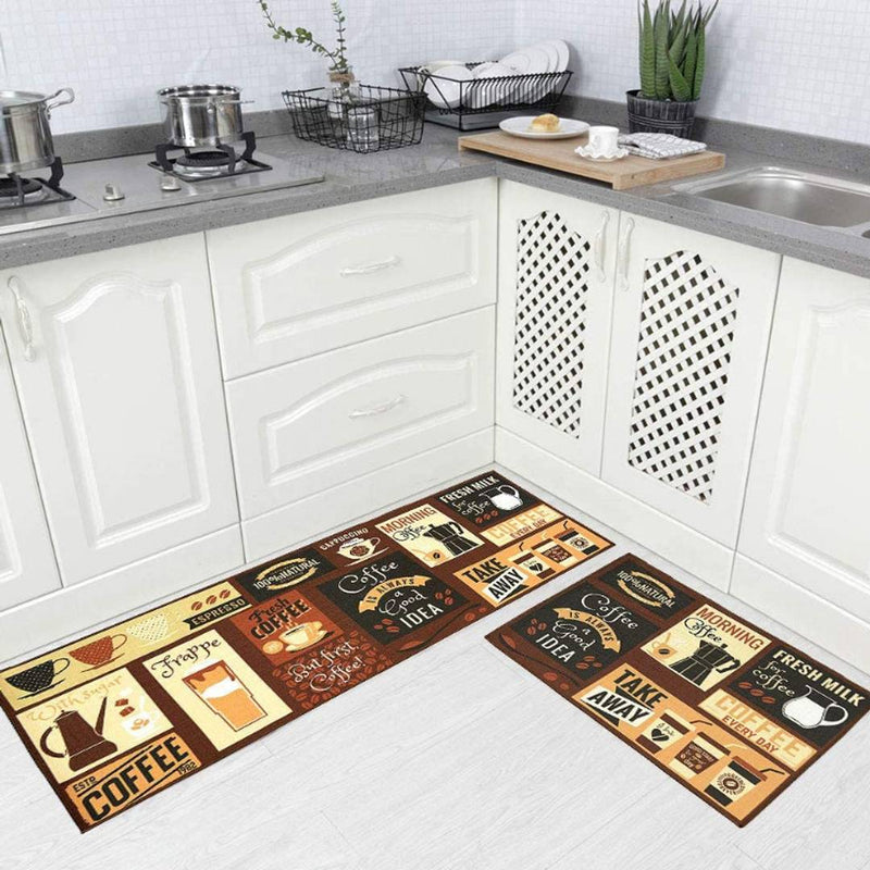 Beautiful Printed Kitchen Mat with anti Skid Rubber Backset of 2(Size- 40 X 120 Cm; 40 X 60 Cm)