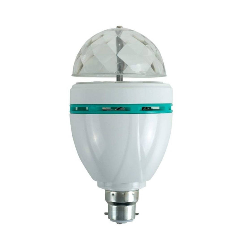 360 Degree, 3W, RGB LED Crystal Rotating Bulb Magic Disco LED Light, Rotating Bulb Light Lamp for Party/ Home/ Diwali Decoration (1Pc) (Multi-color)