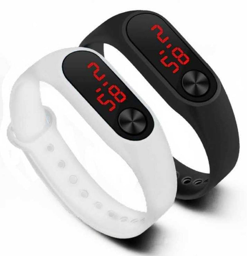 Black & White Led Combo Watch For  Digital Band Watch - For Boys & Girl