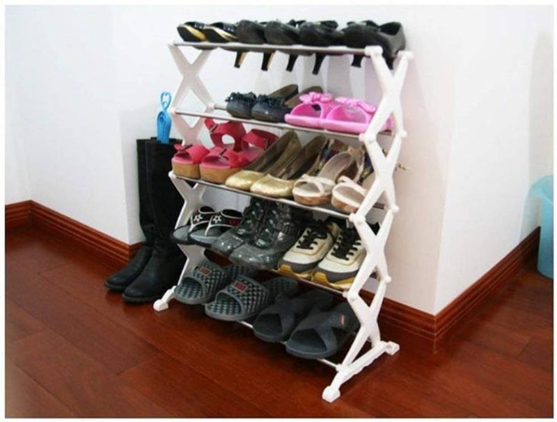 5 Tier Foldable Stainless Steel Shoe Rack Shoe Organiser Shoe Stand 16 Pair - 5SHRK