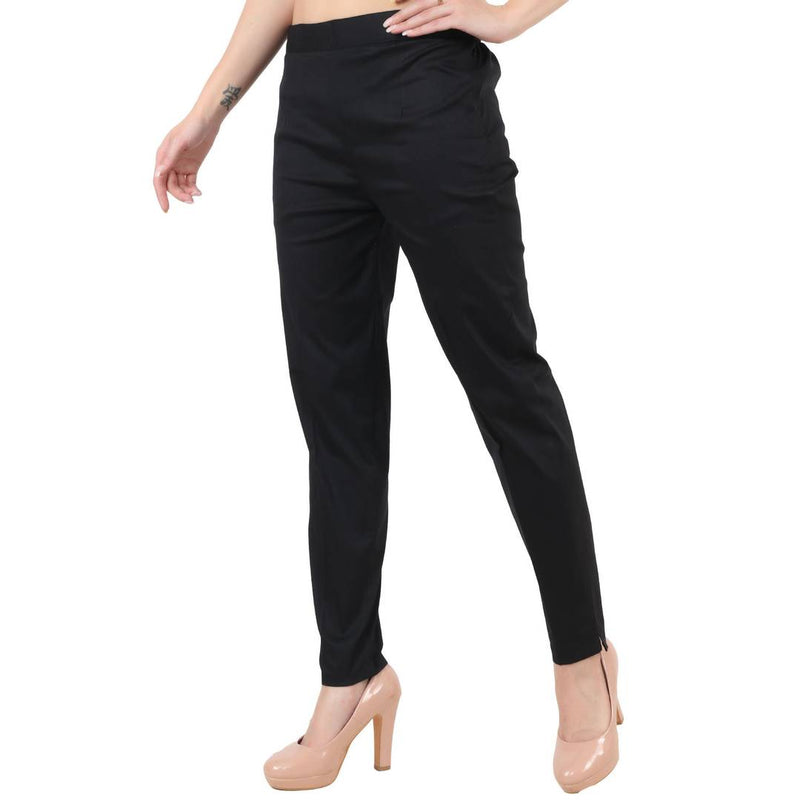 Elegant Cotton Black Trouser Pant For Women