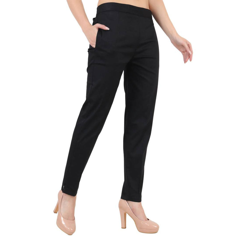 Elegant Cotton Black Trouser Pant For Women