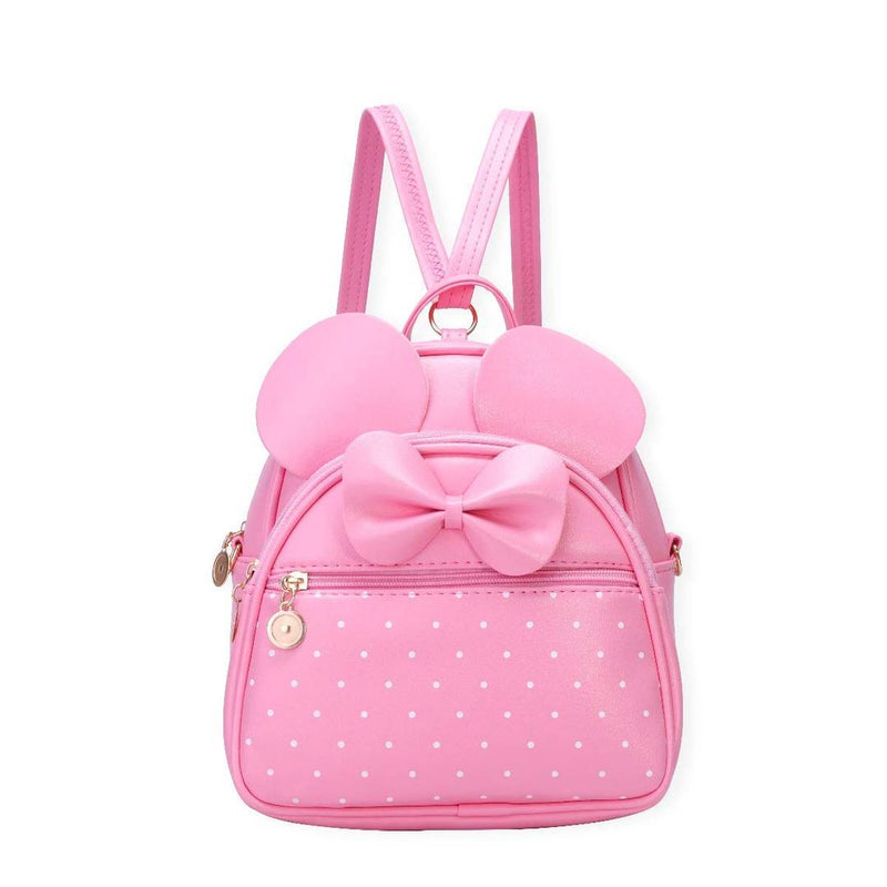 PU Leather Pink Bow Dot Ear Bag