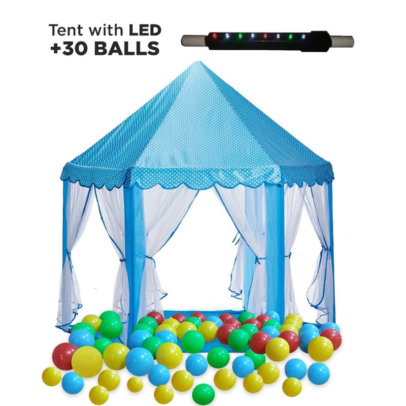 NHR LED Light Tent House with 30 Balls for Kids Play, Hut Type, Play House, Play Castle for Indoor and Outdoor for 3 to 6 Years (Blue + 30 Balls)
