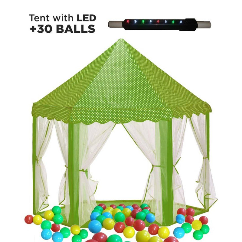 NHR LED Light Tent House with 30 Balls for Kids Play, Hut Type, Play House, Play Castle for Indoor and Outdoor for 3 to 6 Years (Green+ 30 Balls)