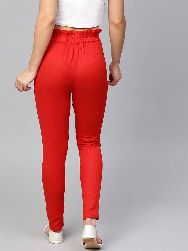 Stylish Multicoloured Cotton Blend Three Button Trouser For Women ( Pack Of 2 )