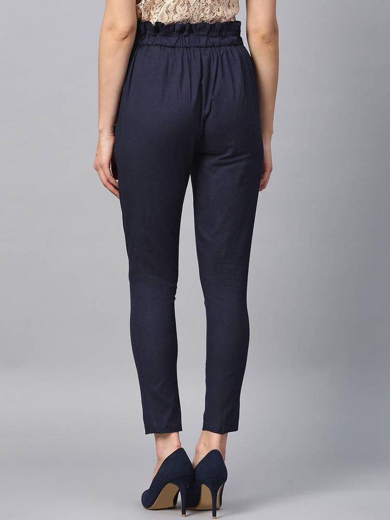 Stylish Multicoloured Cotton Blend Three Button Trouser For Women ( Pack Of 2 )