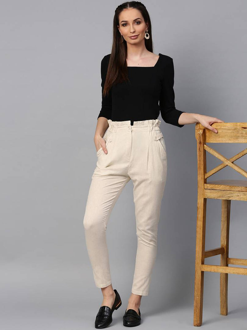 Stylish Multicoloured Cotton Blend Three Button Trouser For Women ( Pack Of 2 )