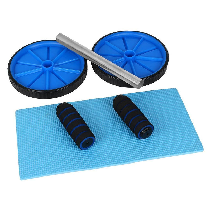 Combo of Double Spring Tummy Trimmer and Gym Roller Abs Exerciser Waist-Trimmer for Burn Off Calories