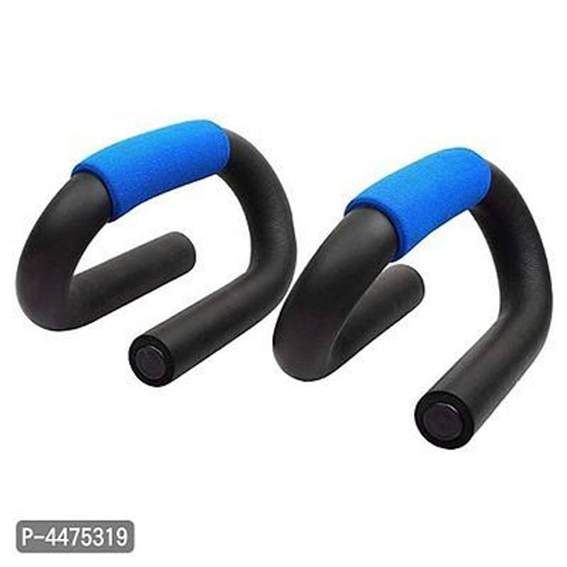 Imported Unisex Stainless-Steel Push Up Bars - S Shape (Blue Grip)