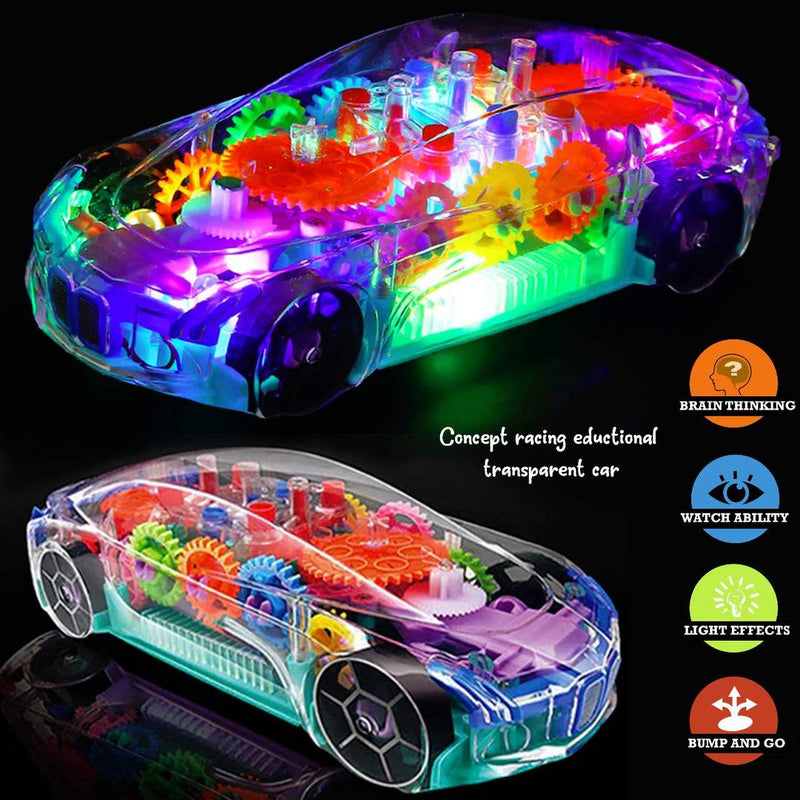 Transparent Car With 3D Light And Sound Toys For Kids
