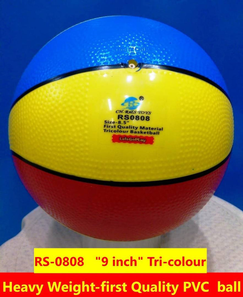 HEAVY WEIGHT-FIRST QUALITY PVC BALL TRI-COLOUR WITH MULTIPRINTED FACE MASK FREE