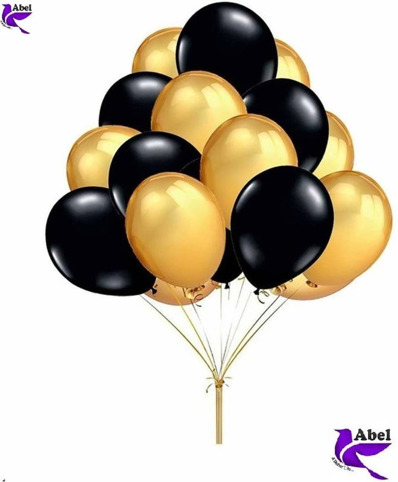 100PPieces ( 50 Blk + 50 Golden)  Balloons Decoration Celebration for Happy Birthday Anniversary Baby Shower Congrats Festival