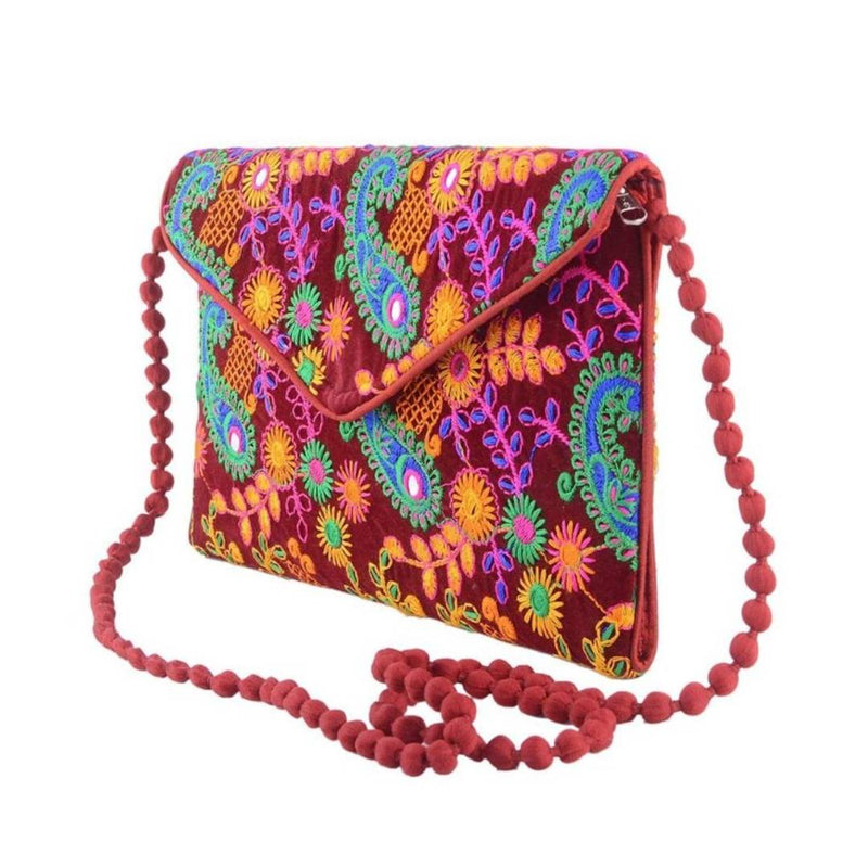 Velvet Embroidery Sling Bag