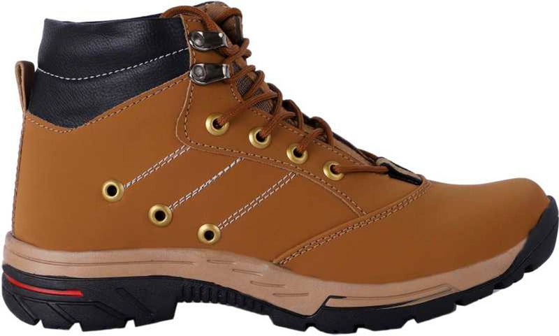 Men's Stylish and Trendy Tan Solid Synthetic Leather Casual Flat Boots