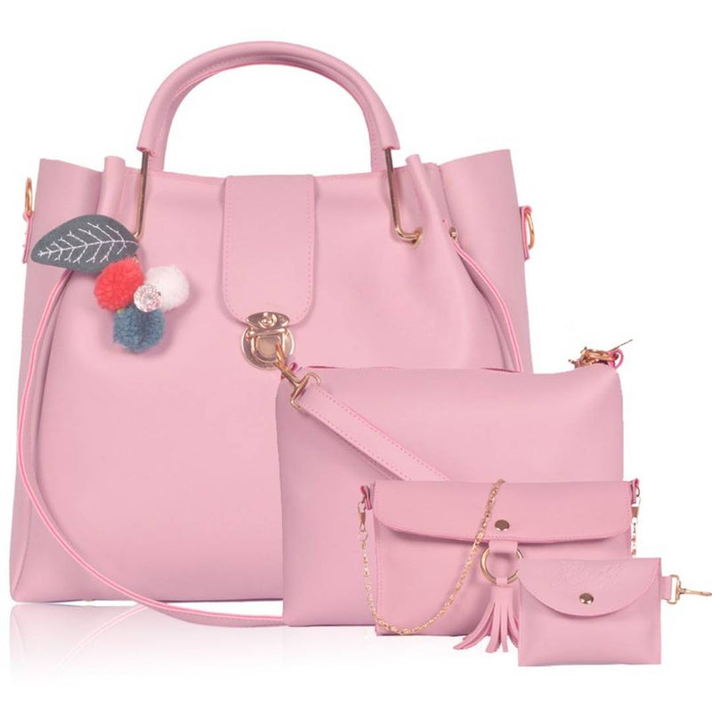Pink Color Women's Trendy Combo Combo Handbag Pack Of 4