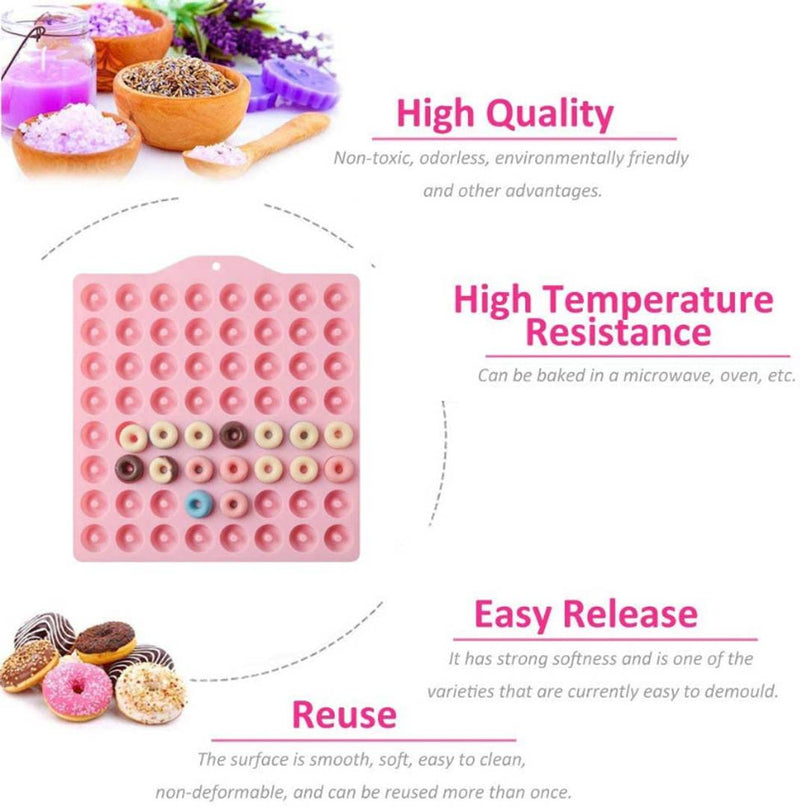 Silicone Doughtnut Shape Candy Gummy Chocolate Mould with 64 cavities