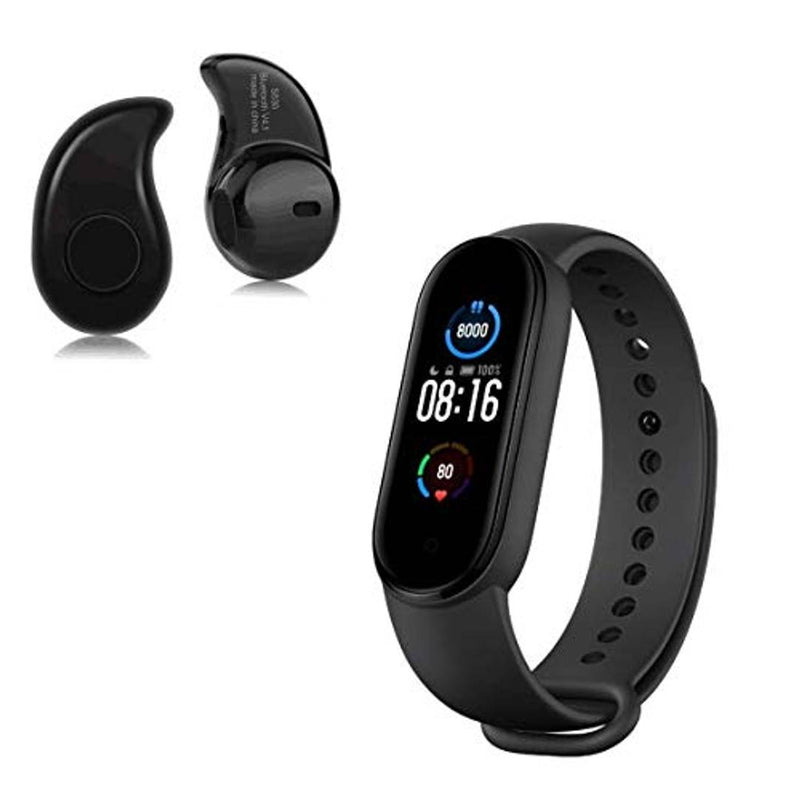 (Combo of 2) Waterproof Smart Band 5 Fitness Band & Mini KAJU Earphone