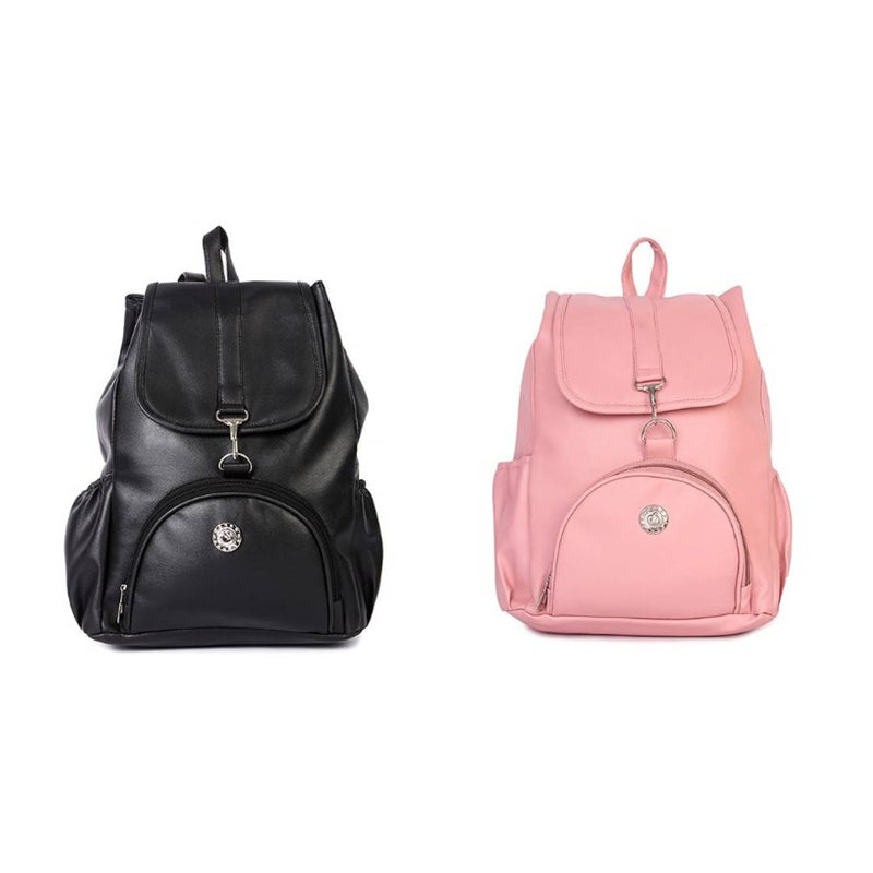 Stylish Collage Backpack For Girls (Black & Pink) Combo Pack Of 2