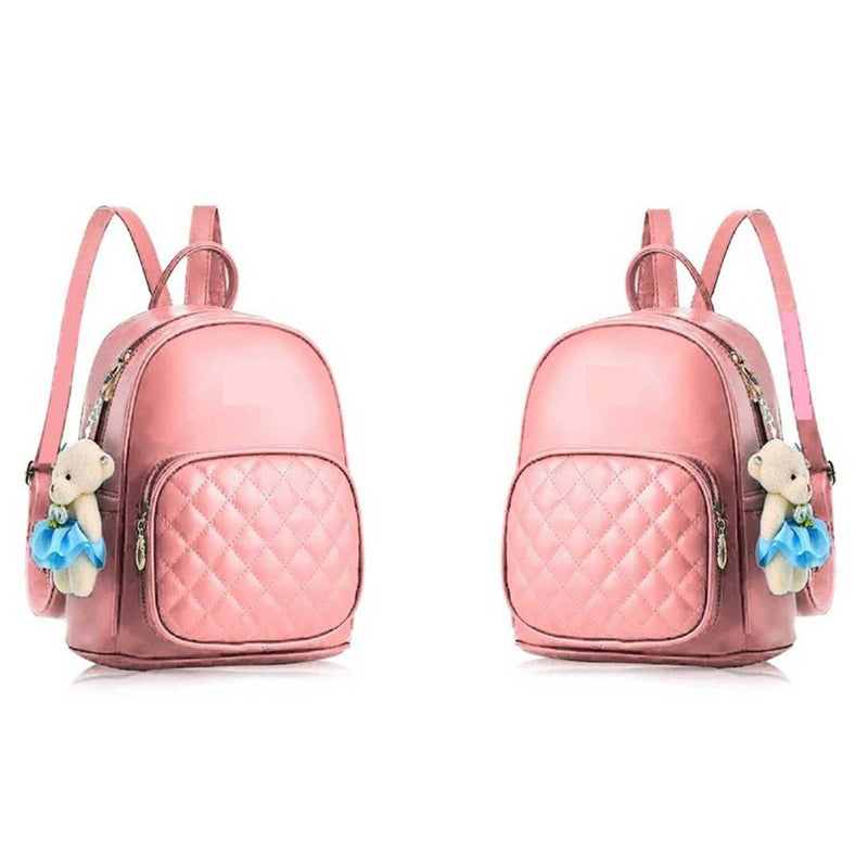 Stylish Collage Backpack For Girls (Pink) Combo Pack Of 2