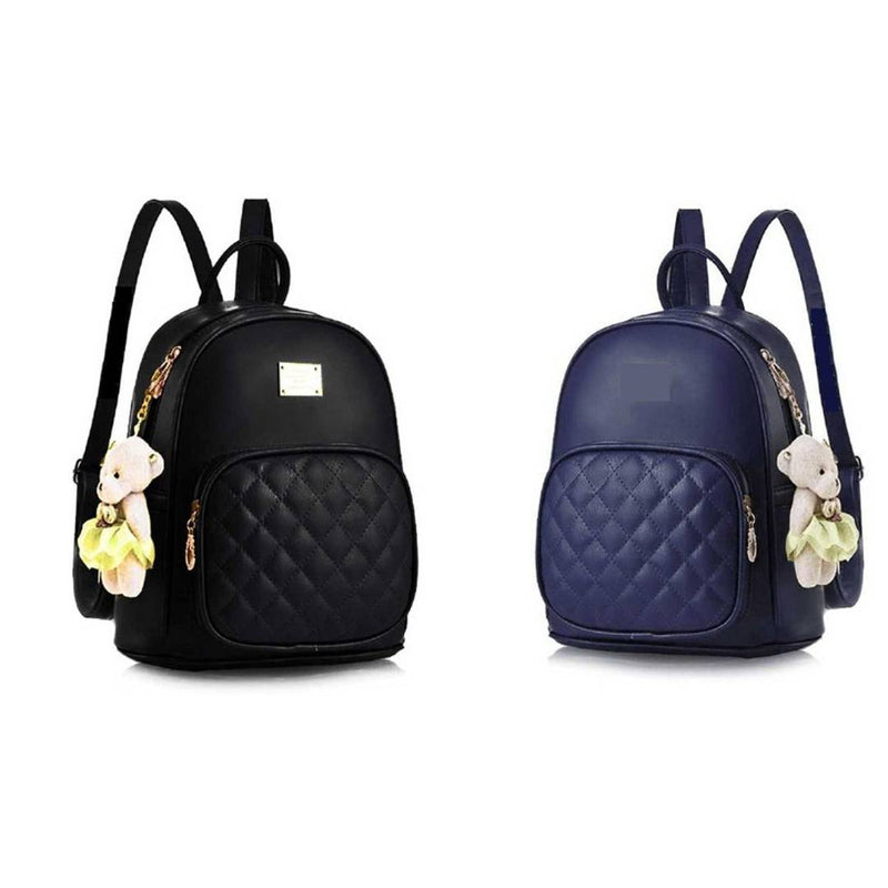 Stylish Collage Backpack For Girls (Black & Blue) Combo Pack Of 2
