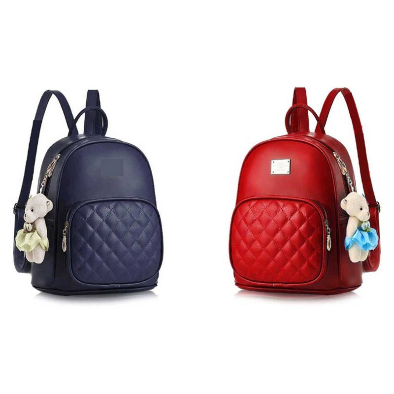Stylish Collage Backpack For Girls (Blue & Red) Combo Pack Of 2