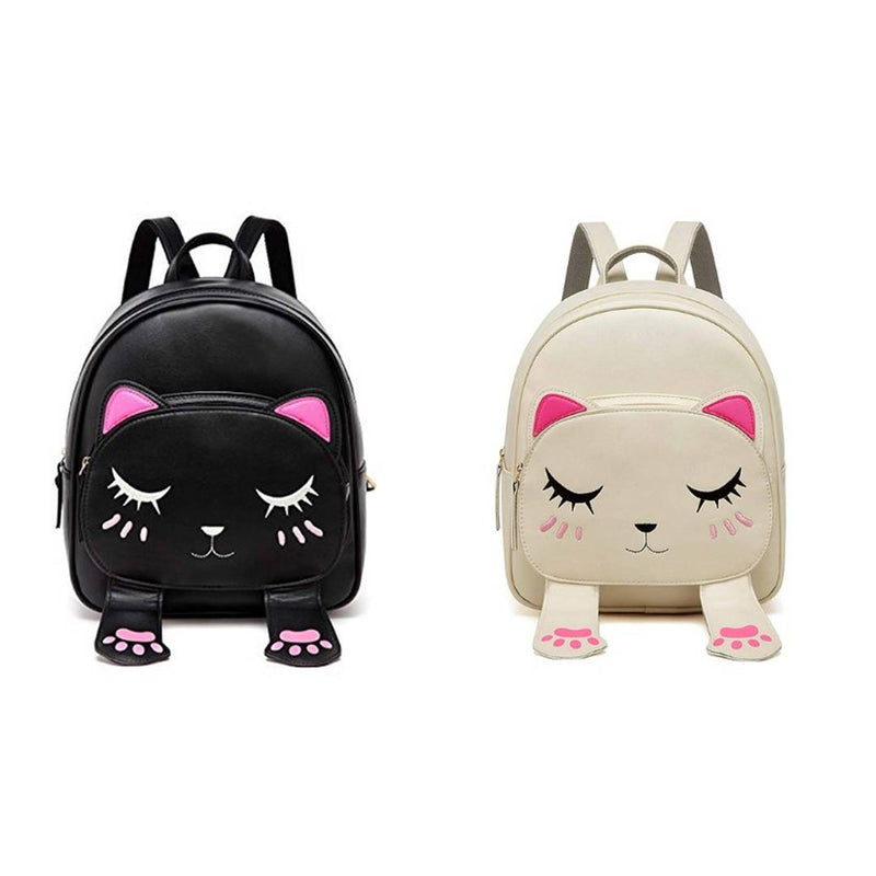 Stylish Collage Backpack For Girls (Black & Cream) Combo Pack Of 2