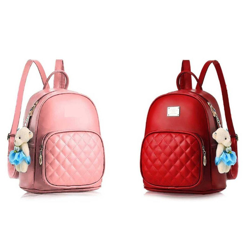 Stylish Collage Backpack For Girls (Pink & Red) Combo Pack Of 2