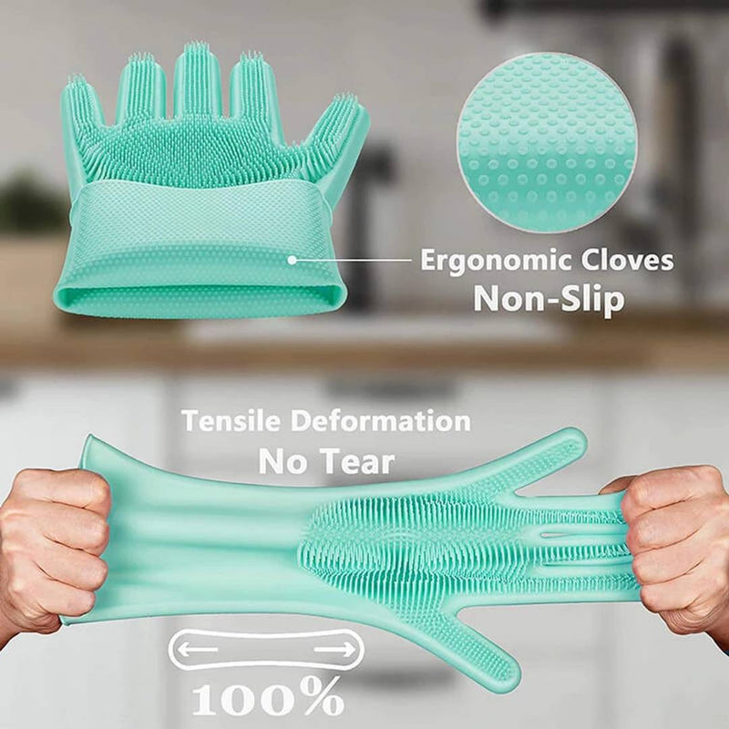 Silicon dish washing hand gloves for cleaning – 1 pair