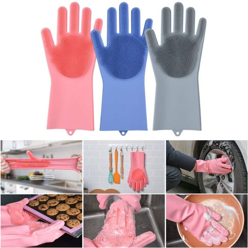 Silicon dish washing hand gloves for cleaning – 1 pair