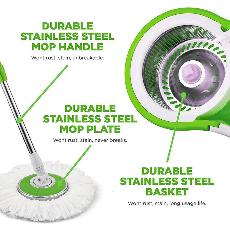 combo of 360 Degree Spin Bucket Mop with 180 Degree Bendable Handle and 2 Super Absorbent Refill for All Type of Floors cleaning and Silicon dish washing hand gloves for cleaning – 1 pair