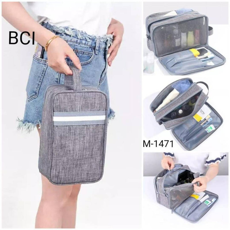 Medium Capacity Three Layer Large Capacity Cosmetic Bag Dry and Wet Separation Make up Cases Women's Toiletry Kit Storage Organizer Wash Pouch (M-1471)