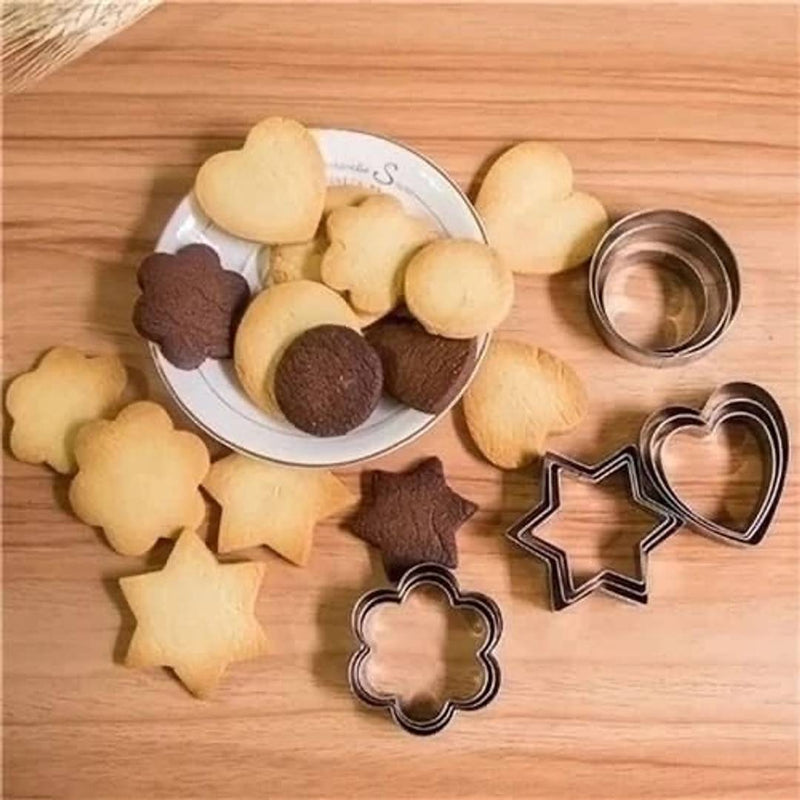 Premium Cookie Cutter Stainless Steel Cookie Cutter With Shape Heart Round Star And Flower (12 Pieces)