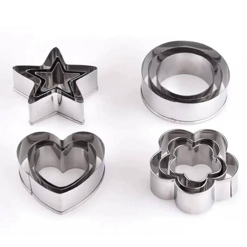 Premium Cookie Cutter Stainless Steel Cookie Cutter With Shape Heart Round Star And Flower (12 Pieces)