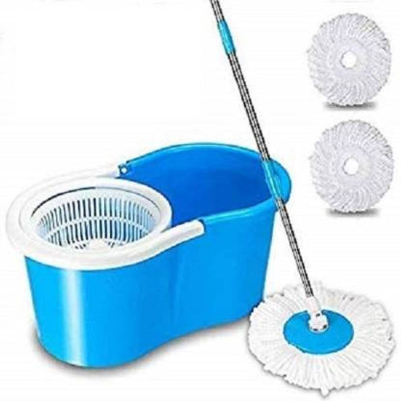 Spin Mop Bucket with 2 Refill with Wheel to Easy Moving (Blue) Mop Set