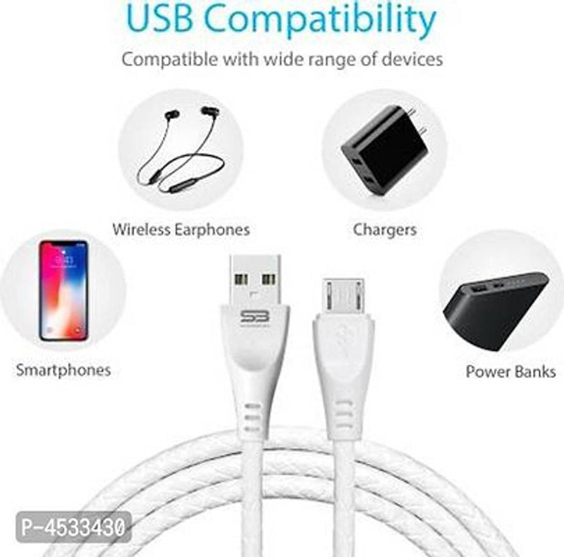 Sandberg Usb Charging & Data Transfer Cable 2 In 1 White Fresh Micro Fb 1.5 M Micro Usb Cable  (Compatible With Mobile, Tablet, Laptop, All Android Mobile, White, One Cable)