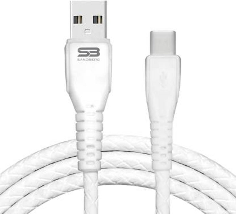 Sandberg Data & Charging Cable Type C White Fb Long 1.5 M Usb Type C Cable  (Compatible With Mobile, Laptop, Adopter, White, One Cable)
