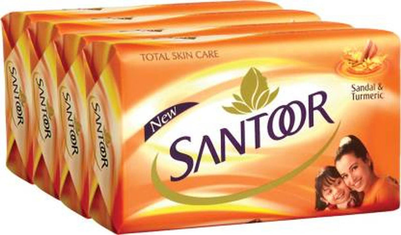 Santoor Sandal and Turmeric Soap (Pack of 4 soaps 75g each)