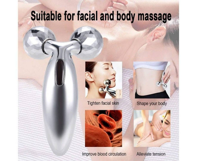 3D Face-lift Roller Massager Beauty Tool Facial Anti-Wrinkle Smooth Skin Face Roller Handheld Physical Therapy Y Shape Facial Roller 3D Massager Pack of 1