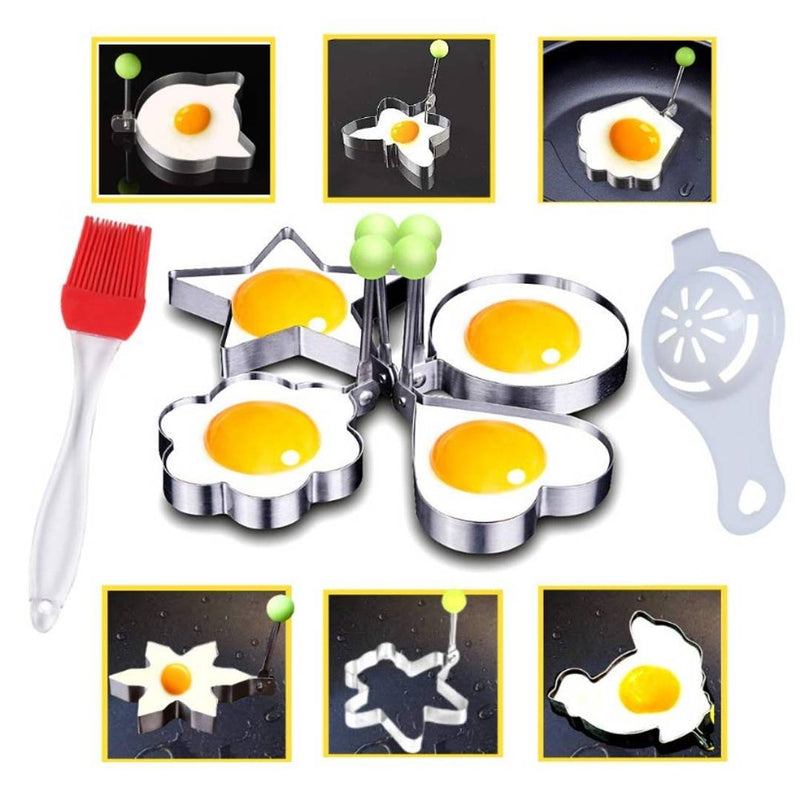 12 Pcs Nonstick Stainless Steel Egg Rings, Poached Egg Omelet Stencil, Fruit Vegetable Shaper, Cookie Cutter, DIY Kitchen Cooking Tools for Camping Breakfast Sandwich Burger Pancake Muffins