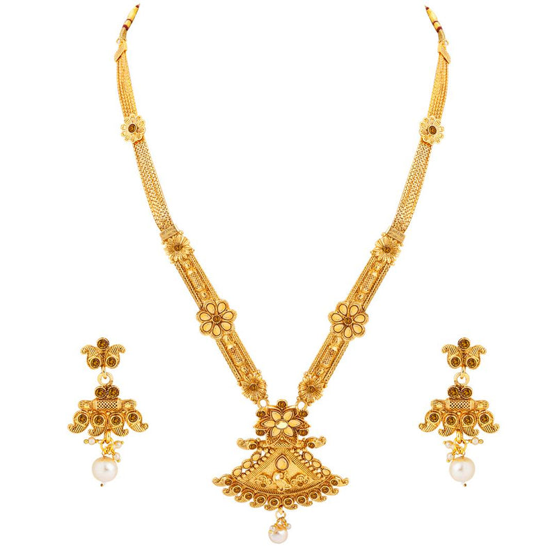 Gold Plated Traditional Designer Necklace Jewellery Set For Women