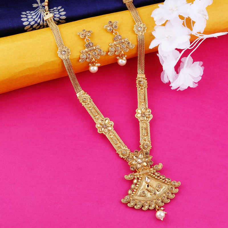 Gold Plated Traditional Designer Necklace Jewellery Set For Women