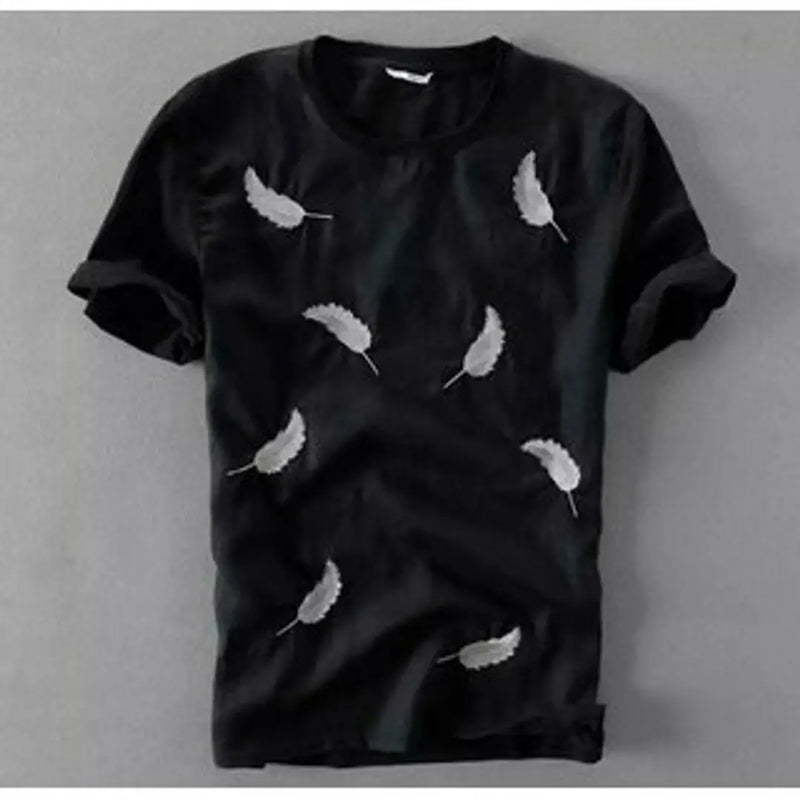 Stylish Cotton Black Printed Half Sleeve Round Neck T-Shirt For Men