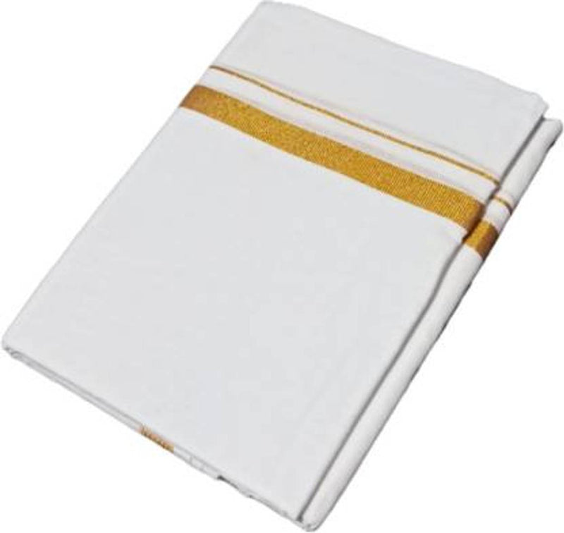 Traditional Men's Pure Cotton Dhoti with Golden Jari boder (20K)