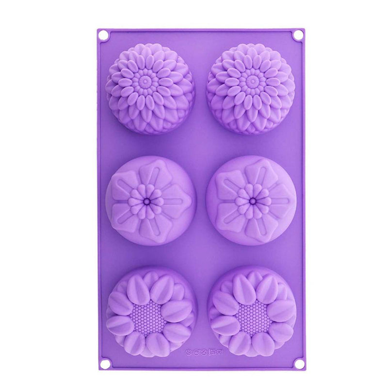 Silicone 6 Cups Sunflower Shape Cupcake Tray, Muffin Soap Moulds